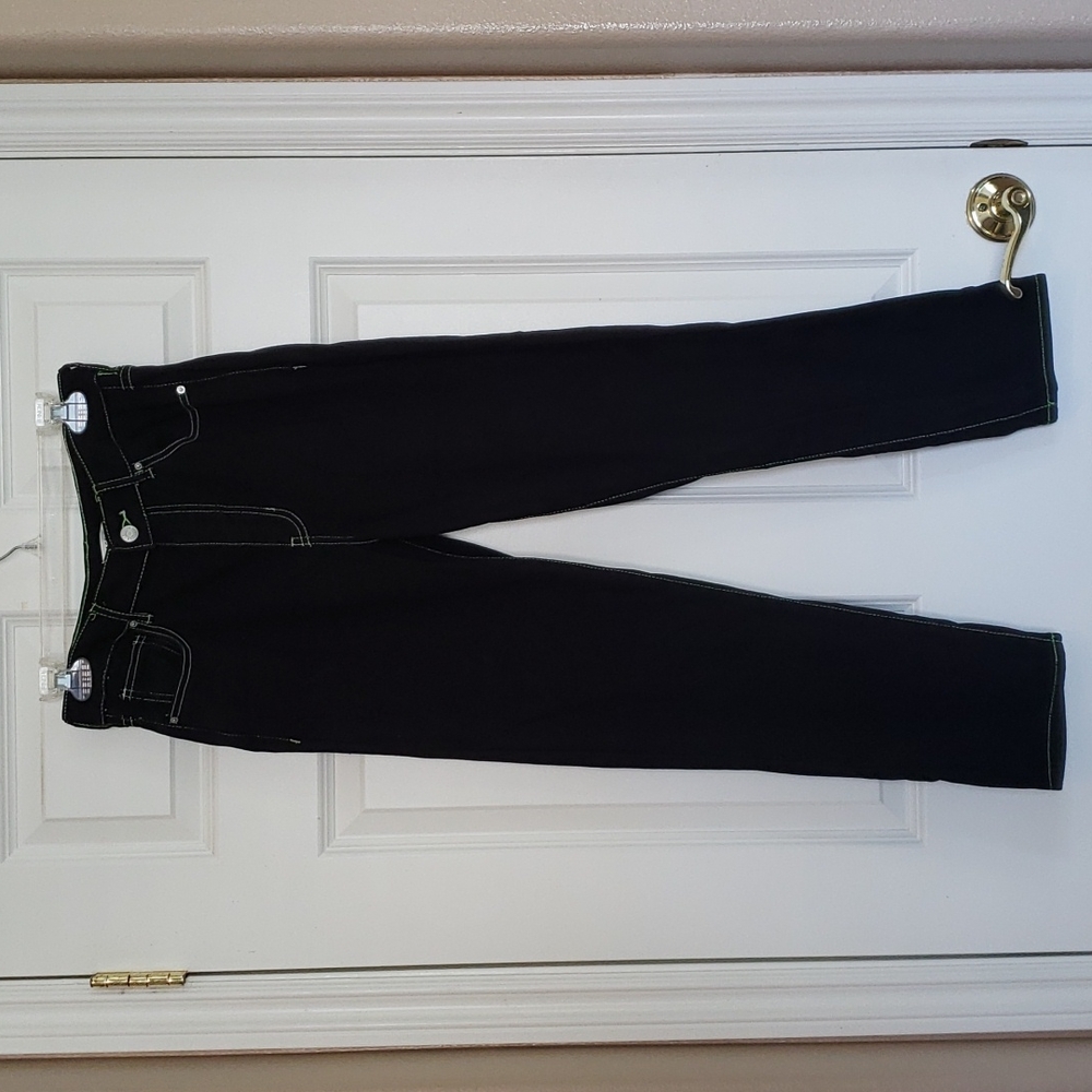 Pac sun black jeans with green stitching